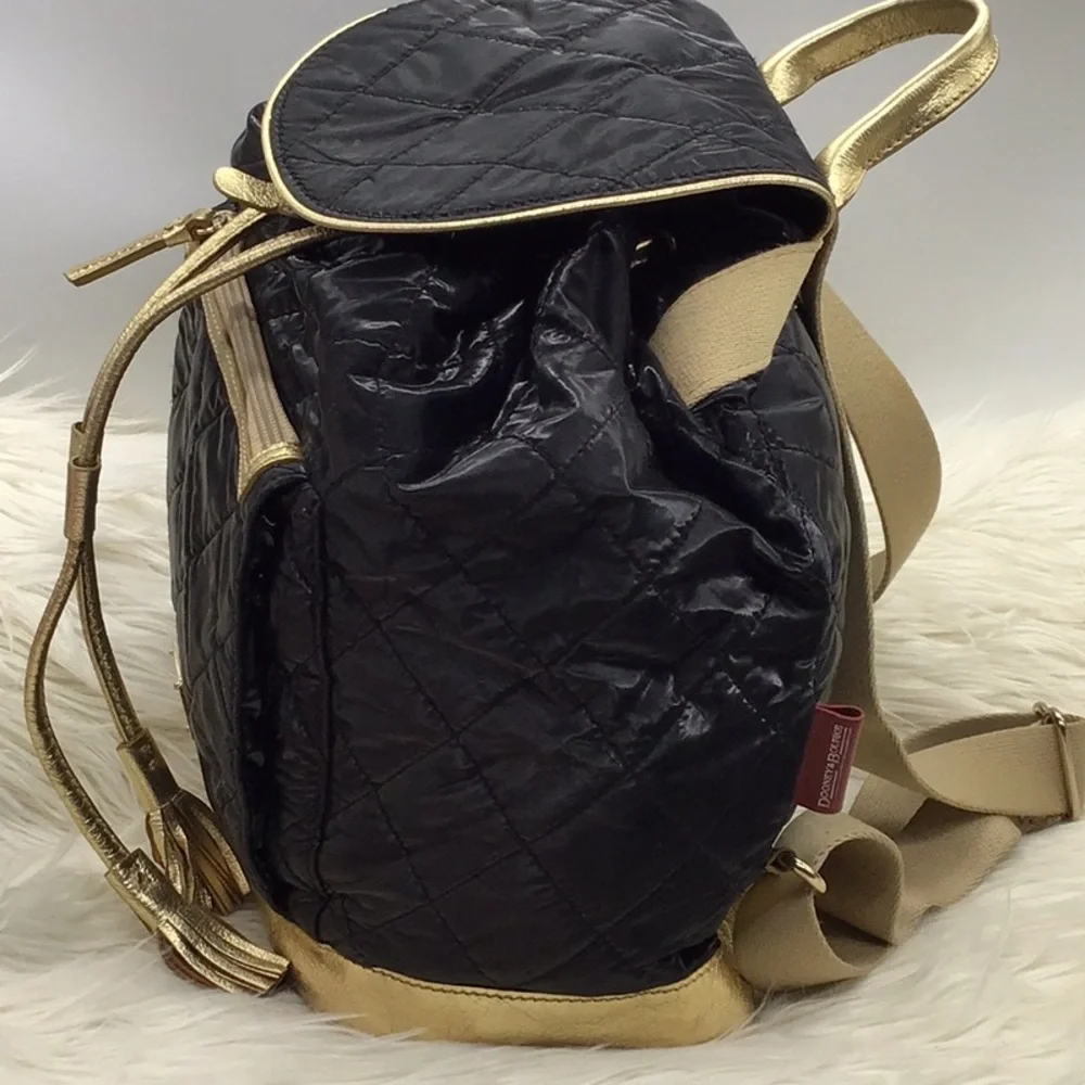 Dooney & Burke Quilted Black Gold Backpack - Picture 5 of 16